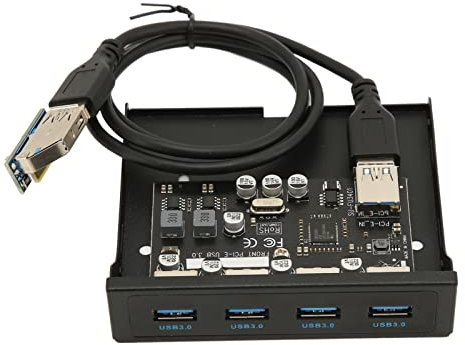 Panel Frontal PCIe al Hub USB 3.0, con 4 Puertos, Lector de Tarjetas Interno del Panel Frontal de PC de 3.5 Pulgadas, con 4 Puertos de Salida usb3.0 para Soporte Frontal del Gabine
