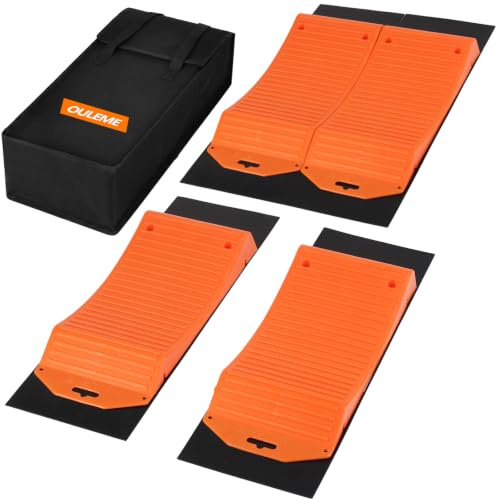 OULEME Tire Saver Ramps, 4 Pack with Anti-Slip Pads and Carry Bag, Tire Protector Ramps, Prevent Flat Spots Caused by Long Parking Storage for Luxury Sports Car RV Camper Motorhome Travel Trailer