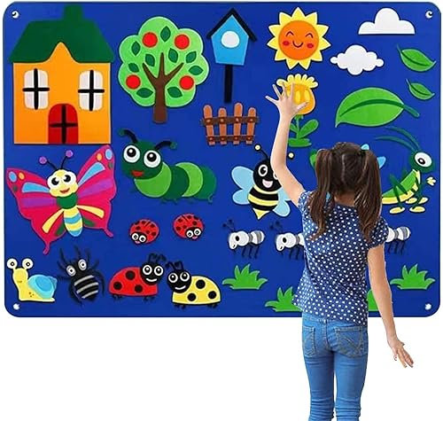 CXWK Lavagna In Feltro, Set Di Giochi Di Narrazione A Tema Tridimensionale, Set Di Tabelloni In Feltro Per Animali Da Fattoria, Giocattoli Interattivi Per L'apprendimento Precoce(E)