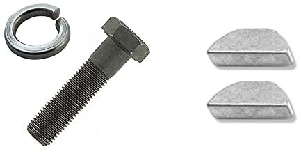 VIS DE LAME TONDEUSE 9.5MM 3/8 24UNF AVEC RONDELLE FREIN POUR HONDA CASTELGARDEN AYP NOMA STIGA SNAPPER (64mm) & 2x clavette demi lune pour support de lame tondeuse butee bague motoculture tracteur