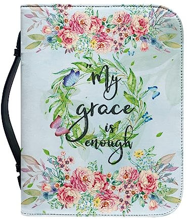 Dajingkj Bibelhülle Damen Bible Covers Mit Reißverschluss für Frauen Blumen Leder Bibelhülle XL Groß Bibeltasche Bibel Buchumschlag Tasche Bibel Buch Kirche Henkeltaschen