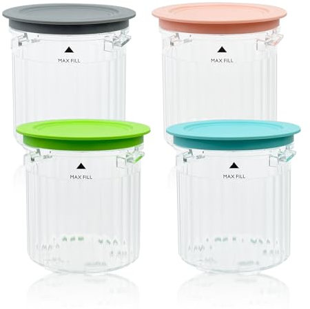 CUTIECLUB Pack of 4 Ice Cream Pint Containers and Lids for Ninja CREAMi Breeze NC100 & NC200 Series CREAMi Ice Cream Makers, Replacement Cups BPA-Free & Dishwasher Safe