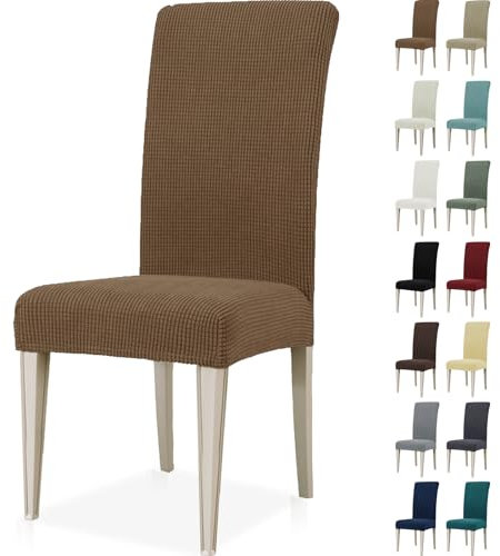 Ystyle Fundas Sillas De Comedor Pack 4, Fundas para Sillas Ajustables, Funda para Sillas Elástica, Cubre Funda Protectora Sillas Lavables para Banquetes Hogar Restaurante Hotel, Marrón