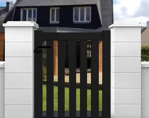 Portillon aluminium battant de jardin pas cher ajouré 1M20X1M (NOIR RAL 9005)