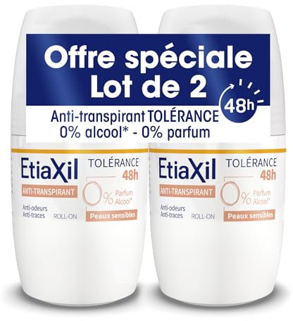 ETIAXIL - Antitranspirant – mäßiges Schwitzen – Achseln – Toleranz – Roll-on – 50 ml – 2 Stück