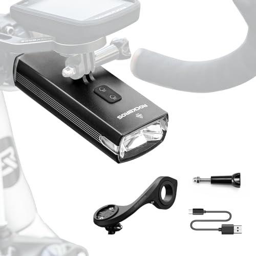 ROCKBROS Luz de Bicicleta Recargable USB, Faro Delantero Bicicleta 3000 Lúmenes Brillante LED con 6 Modos Fijos IPX6 Impermeable