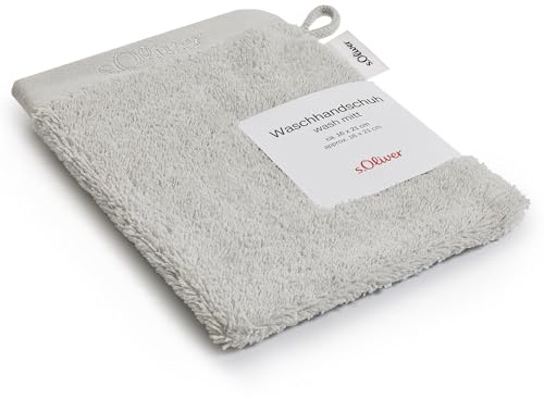 s.Oliver Waschlappen 16x21 cm - 100% Baumwolle, 600 g/m², weich & angenehm, Waschhandschuh hellgrau