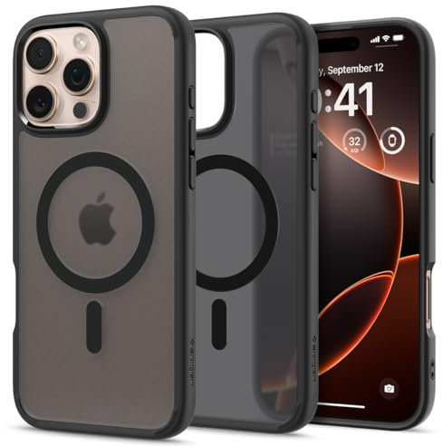 Spigen für iPhone 16 Pro Max Hülle [Verbesserte Magnetstärke] Ultra Hybrid MagFit Case Handyhülle Kompatibel mit MagSafe -Frost Black