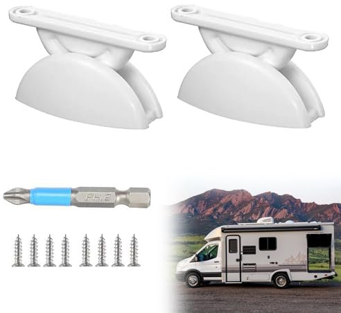 YIZWINS 2 Pièces Bloc Porte Caravane, Retenue De Porte Caravane avec 8 Vis en Acier Inoxydable, Camping Car Accessoires,Arrêt de Porte Camping Car pour Cargo Remorque RV Bateaux