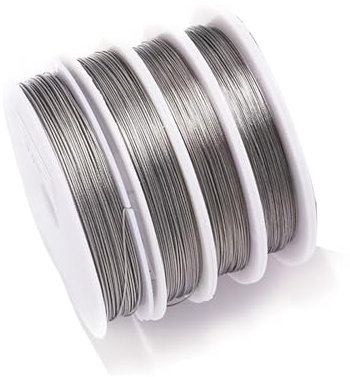 4 Rolls Sliver Jewelry Beading Wire, Stainless Steel Tiger Tail Wire for DIY Crafts, Bead Stringing (0.5mm*22m)