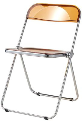 JEKKAH Transparenter Klappstuhl, Internet-Promi-Make-up-Stuhl, Fotostuhl, Klapp-Esszimmerstuhl for Zuhause, transparenter Acryl-Fotostuhl(Orange)