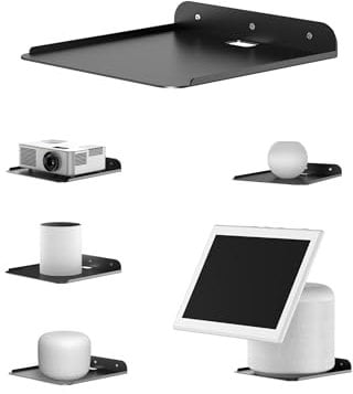 NOTMBESTM Wall Mount Shelf for Mesh WiFi Systems and Smart Speakers Fit for TP-Link Deco/Orbi/Google/Nest WiFi Heavy-duty Wall Metal Floating Shelf Fit for Echo5/Echo show10/Pop/Homepod/Sonos (Black)