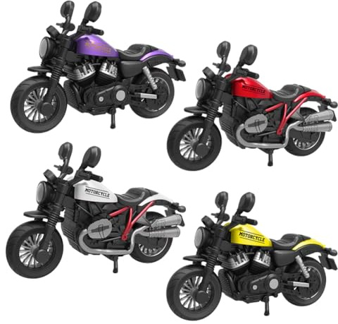 Lot de 4 mini modèles de moto en alliage Cadeau de fête d'anniversaire pour enfants et jeunes filles