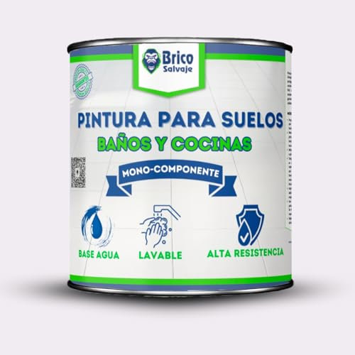 BRICOSALVAJE Pintura para suelos Cocina y Baño SATINADO, Mono Componente, Al Agua, Fácil Aplicación (Jacarandá, 750 ML)