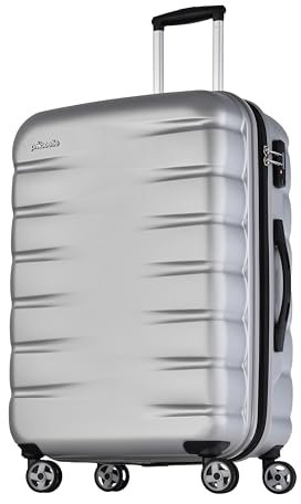 Probeetle by Eminent Koffer Voyager VII Erweiterbar 68cm 81/92L Hartgepäck Super Leicht Anti-Kratz-Hartschale 4 Doppelrollen TSA Schloss Silber