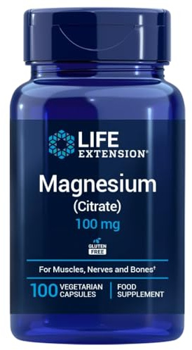 Life Extension - Magnesium (Citrate) 100 Kapseln, bioverfügbares Magnesium für Muskel- und Nervenfunktion, Energie, Knochen und Zähne