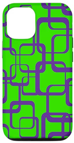 Hülle für iPhone 13 Pro Retro MCM Quadratisches Motiv Vintage Muster 10 Grün