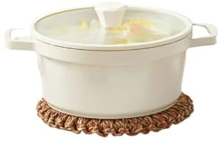 LXHZSY Saucepan Home Kitchen 20/24cm Ceramic Stock Pot Seafood Pot Casserole with Glass Lid Nonstick Heat Preservation Cookware(24CM-ivory)