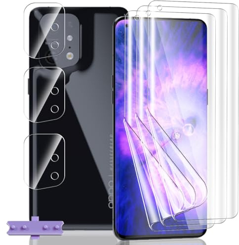 Yieehhow [3+3 Piezas] Protector Pantalla para OPPO Find X5, HD Película TPU Suave y Cristal Templado Protector Cámara, Anti-Arañazos, Película Protectora Flexible para OPPO Find X5