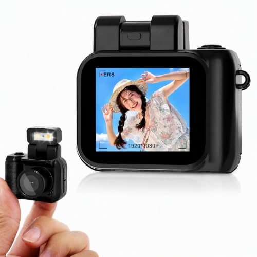 SENECESLI Mi NI Schlüsselanhänger Kamera, Kleine Daumengroße CDD Digitalkamera 1080P HD 2 MP für Studenten und Kinder, Micro CMOS Videorecorder mit Farbbildschirm, Blitzlicht und (Mit 64G