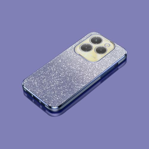 PAIXIKYZ Compatible con Infinix Hot 40 Pro Funda Suave Transparente Electropalada de TPU + Papel con Purpurina
