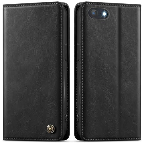 GUCASBE Handyhülle für iPhone SE 2020/2022 Hülle iPhone 7 / iPhone 8 Hülle Premium PU Lederhülle Wallet Flip Case mit Kartenfach Standfunktion RFID Schutzhülle Klapphülle für iPhone 8/7/SE, Schwarz
