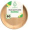 U'reca Organics Eco-Friendly Areca Palm Leaf Round Plates | 9 - Pack of 50 | Ideal for Casual Dining, Office Lunches & Takeaways | Sturdy, Leakproof, Compostable