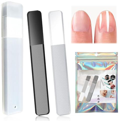 Nagelfeile Glasfeile für Nägel, 2 Stück Polierfeile Fingernägel mit Etui, Polierfeilen für Maniküre Pediküre Naturnägel Glasnagelglanzpolierer