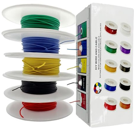 BlueMW 16 AWG Electrical Wire 1.27mm² Silicone Tinned Copper Wire Hook up Kit Each 13.2Ft Flexible Stranded Wire 5 Colors Gauge