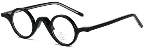 moomoobird Runde Gläser für Männer Frauen Vintage Brillen TR90 Kleine Gläser Rahmen Klare Linse Retro Brillen (black with clear)