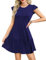 Zeagoo Summer Women Dresses Round Neck Causal Puff Sleeve Ladies Sundress UK Mini Beachdress Blue L