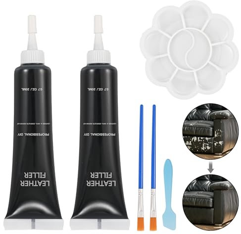 BUDOCI Leder Reparatur Set Schwarz, Kunstleder Reparaturset Lederreparaturset Schwarz Flüssigleder Vinyl Repair Kit für Auto Lederlenkrad Sofa Jacke Geldbörse Gürtel Schuhe Kunstleder Kratzer Risse