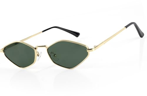 MEGAVOW Retro Sonnenbrille Hexagonal für Damen und Herren, Mode Polygon Sonnenbrille Damen, Vintage Steampunk Sechseckige Sonnenbrille UV400 Schutz Kleine Brille Festival