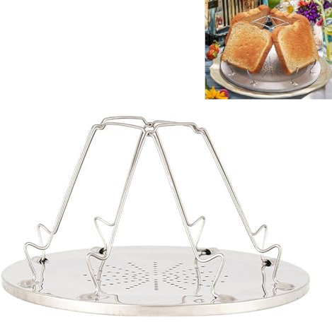COZERI 4 Stück Camping Toaster Edelstahl Faltbarer Camping für Gaskocher mit Edelstahlklammern, Zusammenklappbarer für Picknick, Reisen und Outdoor