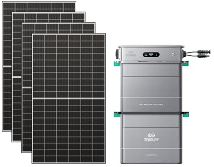 Zendure Balkonkraftwerk mit Speicher, SolarFlow 800 Pro mit 2640W Solar Eingang, 1000W AC-Laden, 800W Ausgang, KI-Energie Management System, 3,84 kWh, 2000W Bifacial Solarmodule