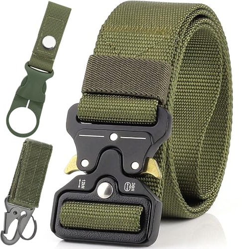 MUCHER Taktischer Gürtel Herren Militär Arbeitsgürtel Molle Nylon Sicherheitsggurte Beutegürtel Bundeswehr Gürtel Rettungsdienst mit Schnellverschluss für Outdoor Sport Camping Jagen Vatertag (Grün)