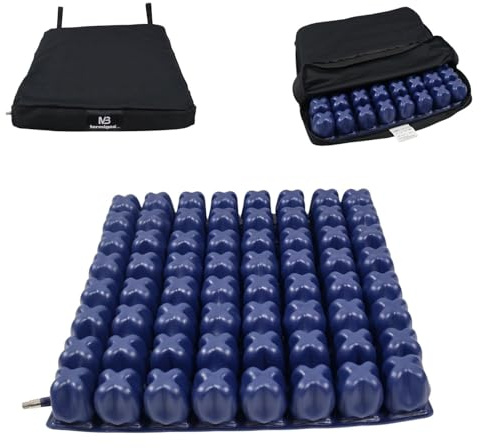 TERMIGEA Cojín antiescaras de burbujas de aire con bomba para regulación de la presión y kit de reparación. CA1000 con 64 celdas alto 6 cm 40 x 40 Cojín decúbito para la prevención de llagas.