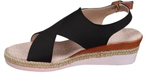 Genérico Sandalias Fascitis Plantar Sandalias Negras Mujer ortopédicas cómodas para mujer de de cómodas para Zapatos Confort (Black,40)