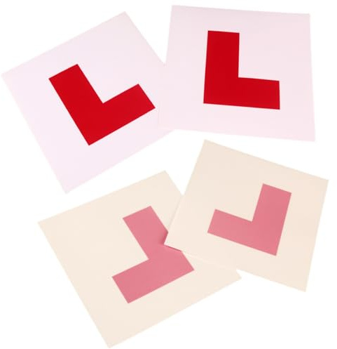 RLMVGBX Learner Plate L Plate 4 Pack for driver learner, 2 PCS of Self Adhesive L Sticker & 2 PCS of Electrostatic L Plates for Car Window, No Fading No Blow off Easy to Move without Scratching
