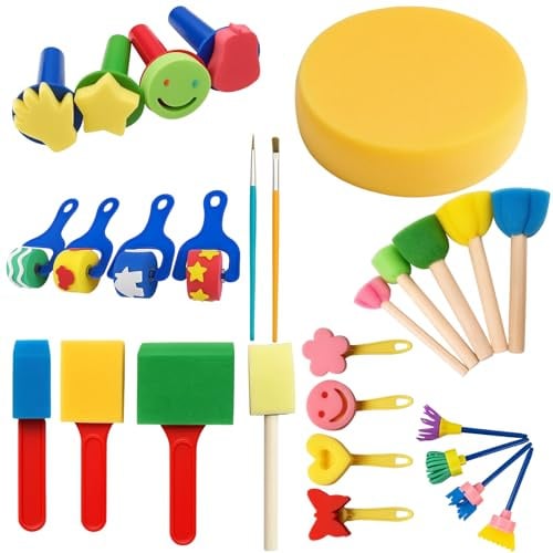 Schwammpinsel Set, 30 Stück Schaumstoff Pinsel Für Kinder, Kreative Mal- Und Bastelaktivitäten, Ideal Für Schule Und Familie, DIY-Projekte