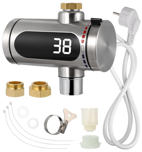 WOONEKY Acciaio Inox Rubinetto Scalda Acqua Istantaneo, Riscaldamento Immediato, Rotabile, per Cucina e Piscina