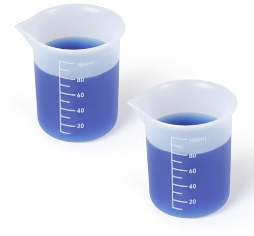 2 Stück Silikon Messbecher, 100ml Waschmittel Becher Dosierer, Waschmittelspender, Harz Gießen Set, Kleiner Wiederverwendbare Antihaft Messbecher Mit Präzisionsskala für Harzformen Schmuckherstellung