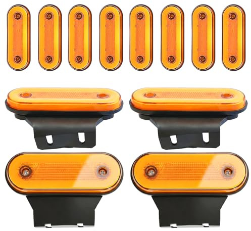 Seruno X 12 Stück LED-Seitenmarkierungsleuchte mit Halterung, LED Begrenzungsleuchte Orange, Positionsleuchten led, 12-24V, Positionslicht für Anhänger, Wohnmobil, Lastwagen, Camper Van, Wohnwagen
