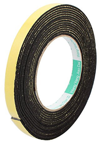 Sourcingmap Sealing Foam Tape 12mm Wide 2mm Thick 5m/16.4ft Long, Self Adhesive Weather Strip for Window Door Insulation, Yellow Black