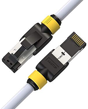 LINKUP - Certificado por Versiv┃Cable Ethernet - 150cm (6 Paquetes) Cables de conexión RJ45 S/FTP Doble Blindaje 10G┃para Rojo de Internet LAN Conmutador Panel Enrutador Gaming |26AWG Blanca