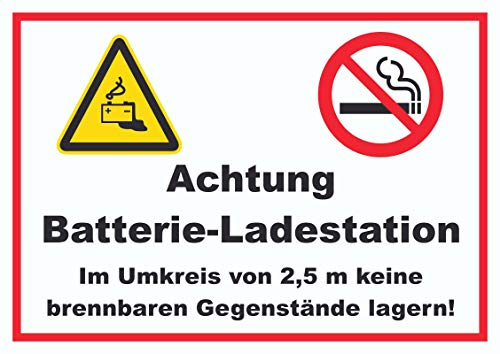HB-Druck Achtung Batterie Ladestation Schild A2 (420x594mm)