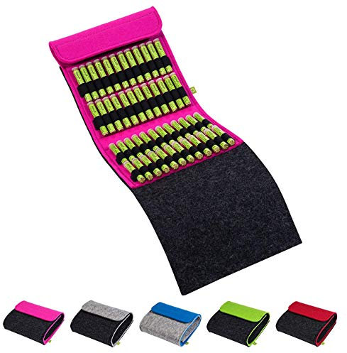 Homöopathische Taschenapotheke, Globuli-Tasche zum Buch Das große Homöopathie Handbuch (GU) von Dr. Markus Wiesenauer, gefüllt mit 48 Globuli-Röhrchen (Glas), aus echtem Filz (pink)