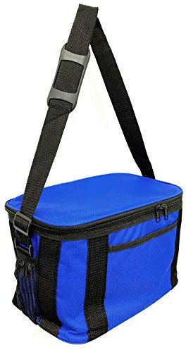 HAC24 - Mini nevera portátil de 16 l aislado azul para 12 latas, bolsa térmica de camping, cesta de picnic