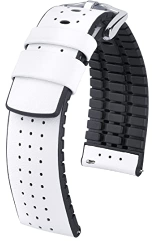 HIRSCH Herren Performance Uhrenarmband Modell Tiger 20 mm Weiß