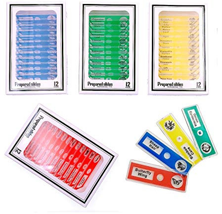 JZK 48 x Kunststoff mikroskope Objektträger Objektträger für Kinder mit Tieren, Insekten, Pflanzen, Blumen, Gemüse für Biologische Training